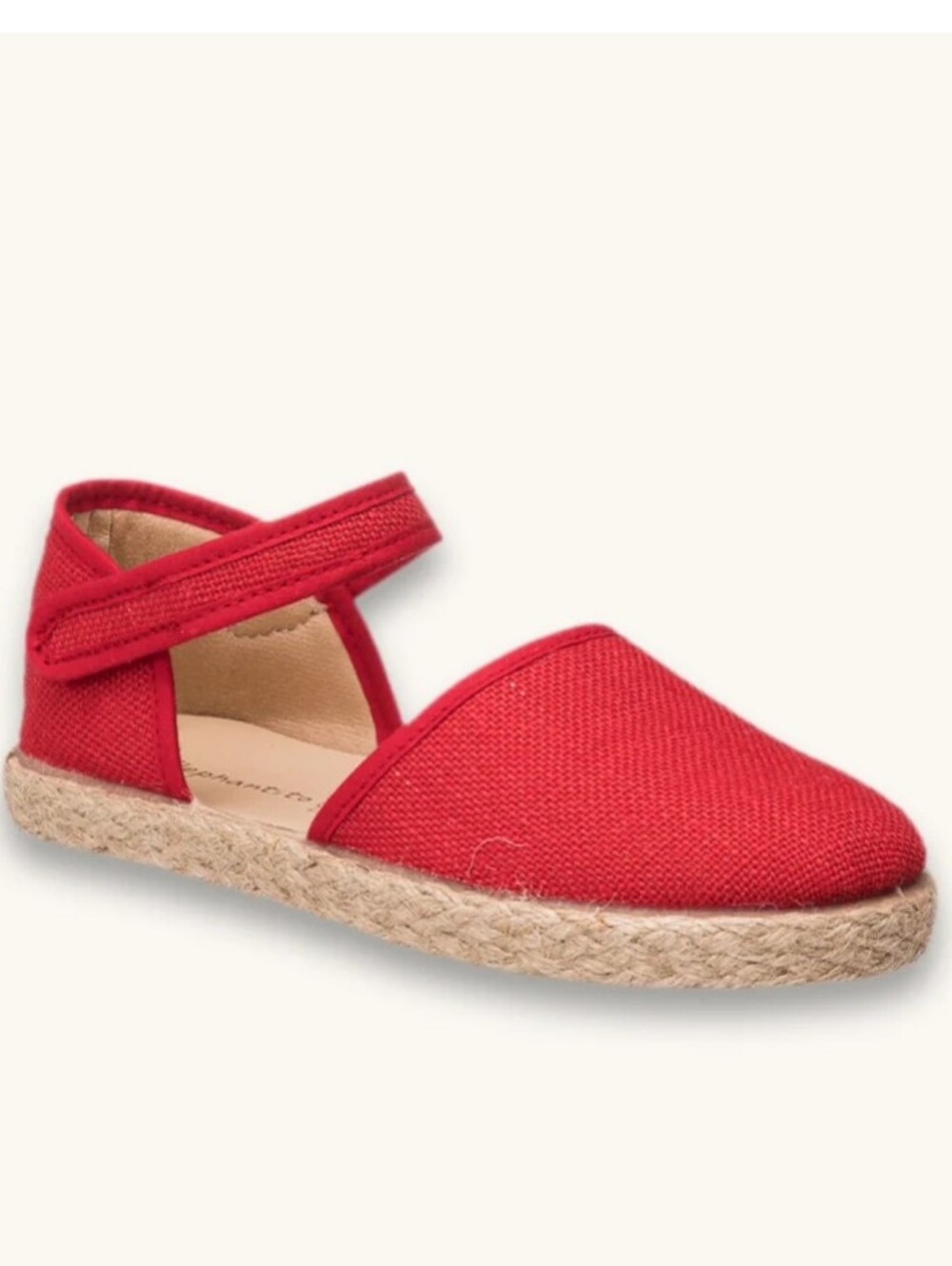 🆕 NWT NIB Elephantito kids red linen Velcro-strap espadrilles